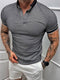 Men's Breathable Stretch Athletic Black Plaid Polo Shirt